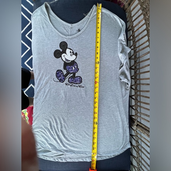 Purple sequin Mickey Mouse dolman short sleeve shirt - Picture 6 of 7